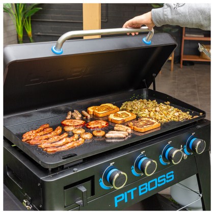 Pit Boss Portable Gas Ultimate Plancha:  4 Burner with Cart 30mb, with Manifold kit