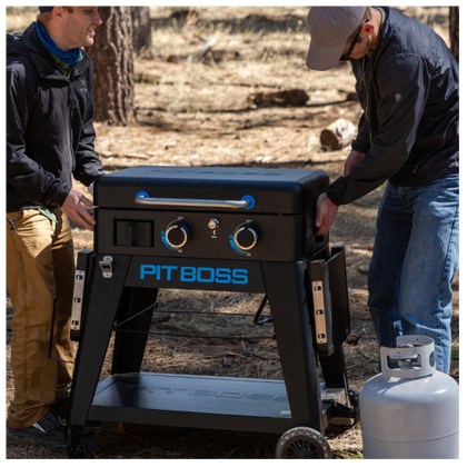 Pit Boss Portable Gas Ultimate Plancha:  2 Burner with Cart 30mb, with Manifold kit