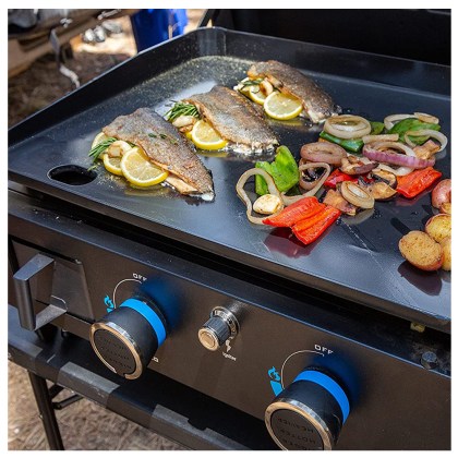Pit Boss Portable Gas Ultimate Plancha:  2 Burner with Cart 30mb, with Manifold kit