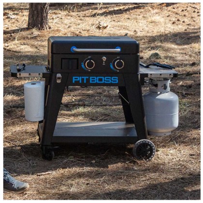 Pit Boss Portable Gas Ultimate Plancha:  2 Burner with Cart 30mb, with Manifold kit