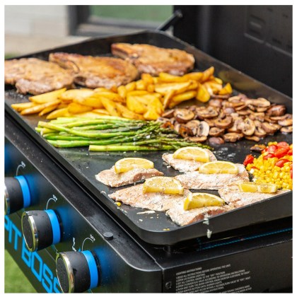Pit Boss Portable Gas Ultimate Plancha:  4 Burner with Cart 30mb, with Manifold kit
